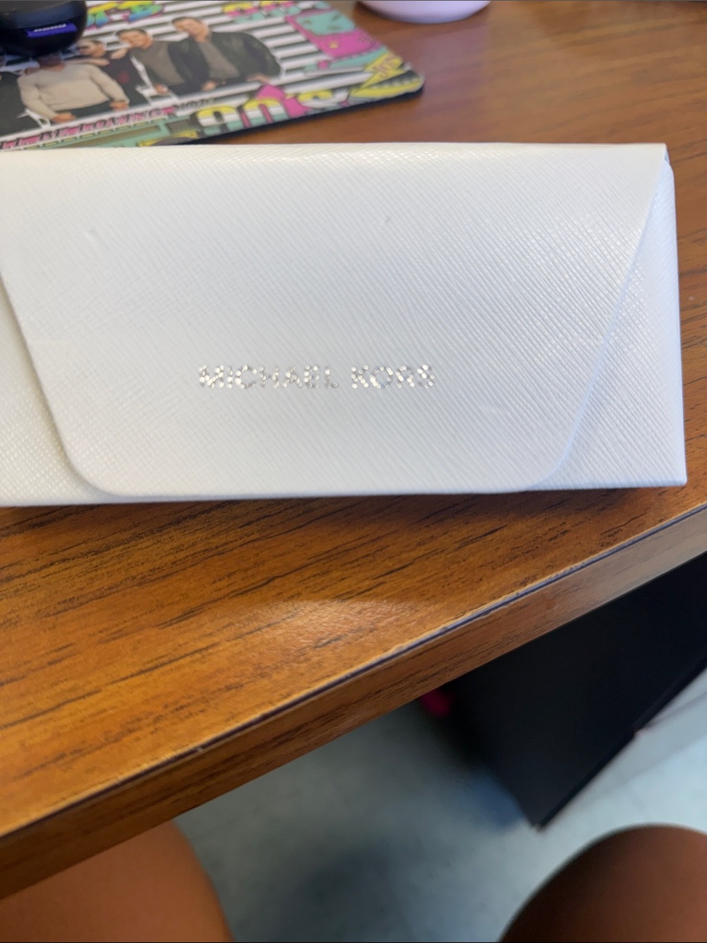 Michael Kors White Saffiano Eyeglass Case with Metallic Logo
